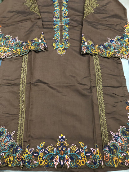 Full Embroidered Cut Work Khadi 2Pcs