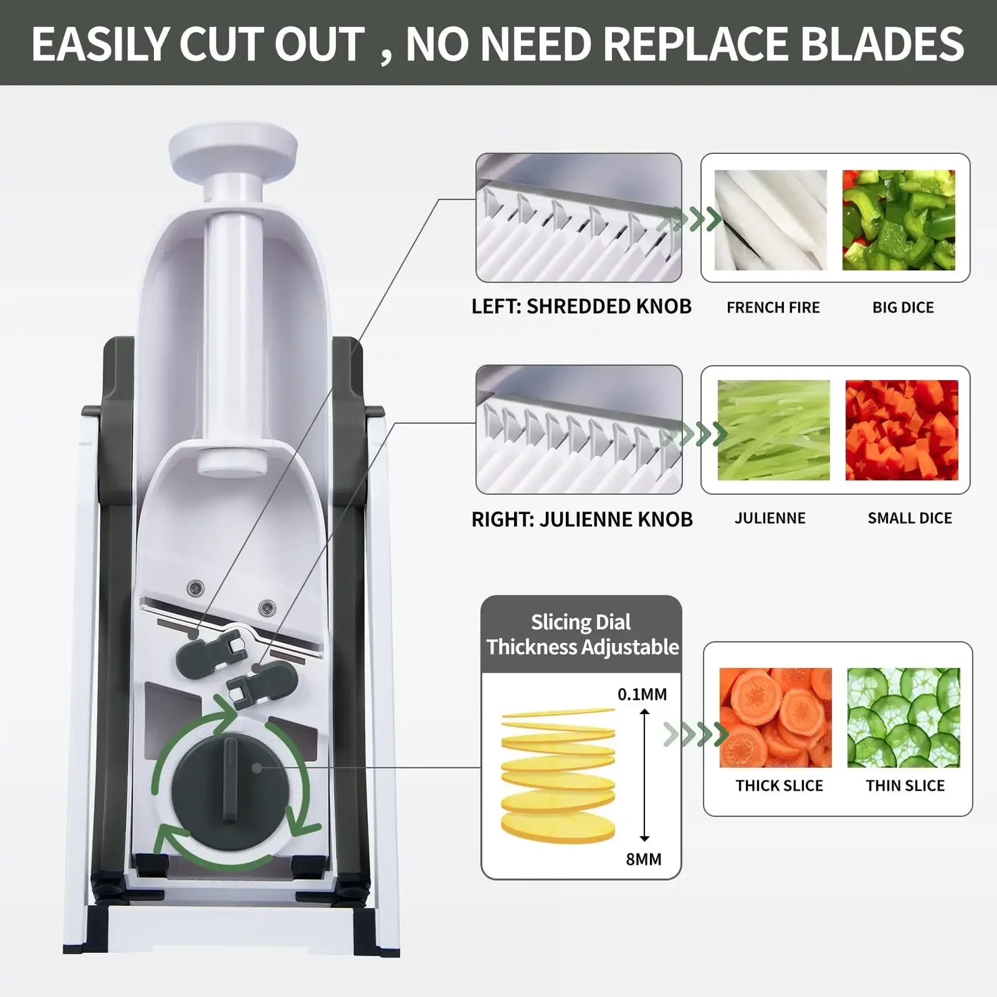 5 In 1 Manual Vegetable Cutter Multifunction Slicer